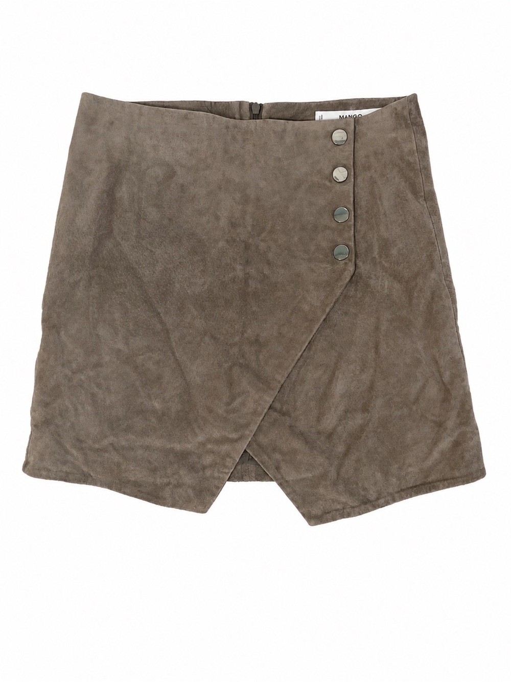 Mango Brown authentic leather Wrap-Front Mini Skirt size 2